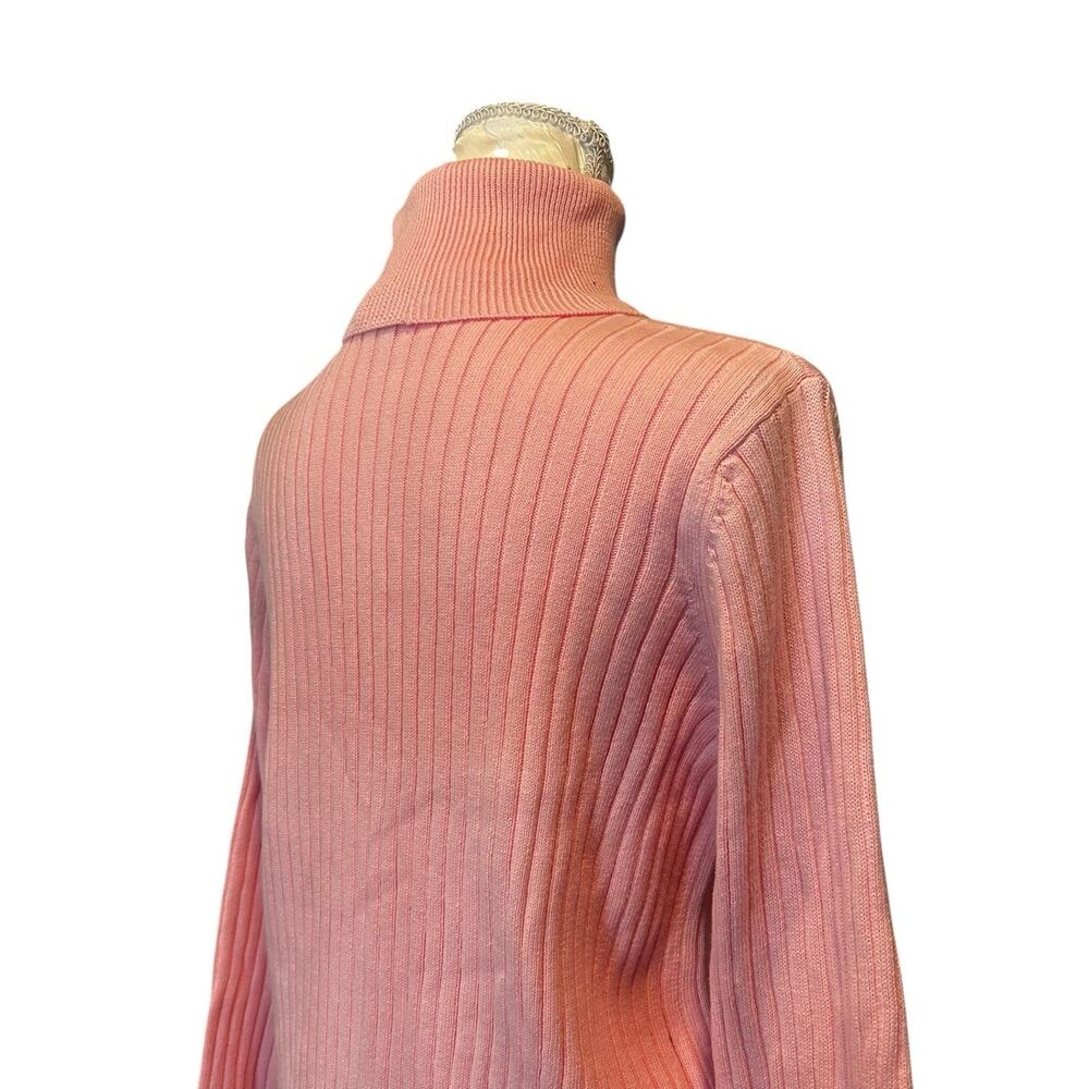 Vintage 80s Pink Ribbed Turtleneck Sweater Sz M - Picture 15 of 16
